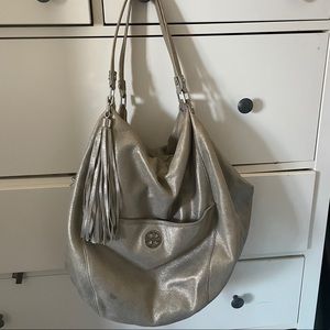 Metallic Tory Burch hobo bag